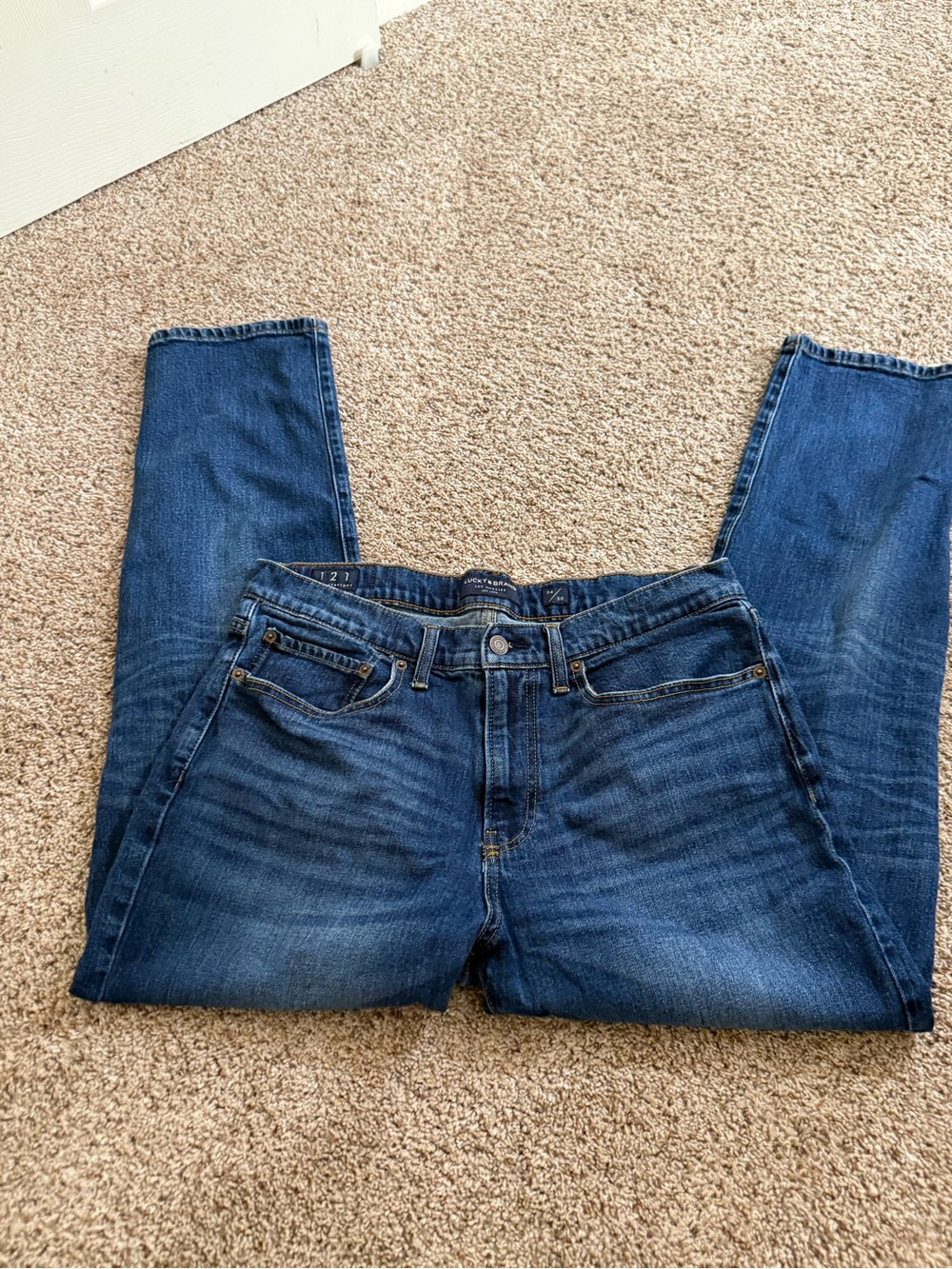Lucky Brand 121 Slim Straight Jeans Mens 34x30 Dark Wash Denim